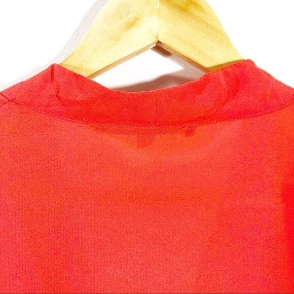 Rose & Olive Coral Split Neck Pleated Blouse - Picture 5 of 7